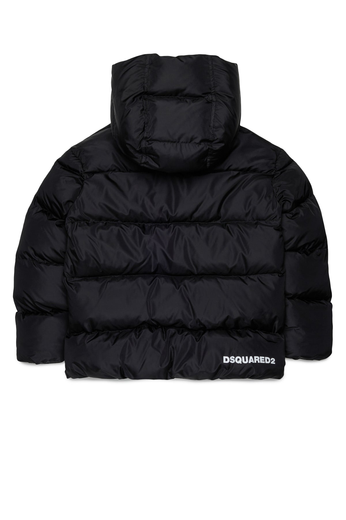 Short padded jacket with hood and DSQUARED2 logo