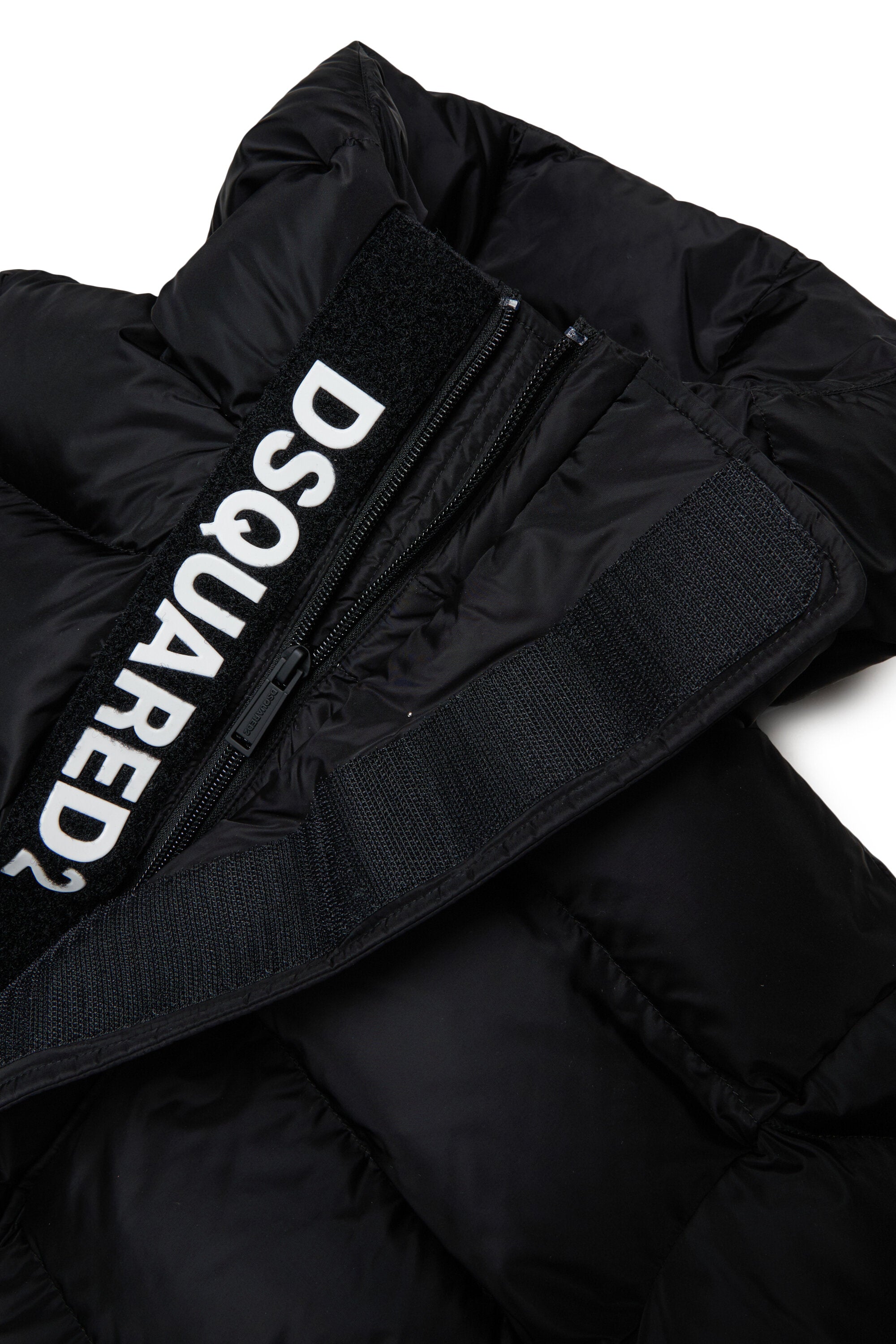 Short padded jacket with hood and DSQUARED2 logo
