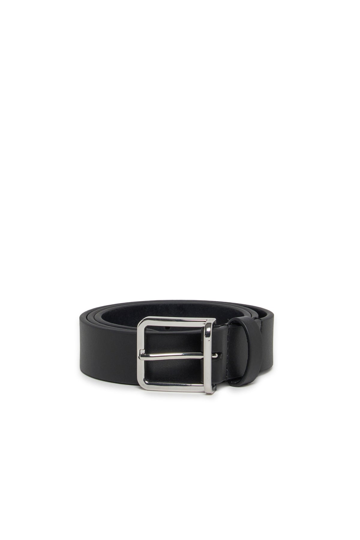 Leather belt with metal buckle