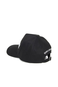 Cappellino nero in gabardina con logo