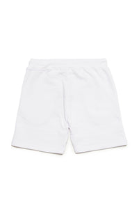 White cotton shorts with Icon logo
