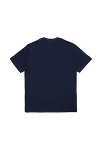 Crew-neck jersey t-shirt with wrooom-style logo