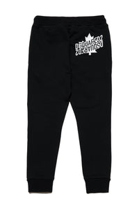 Fleece jogger pants with mirrored logo