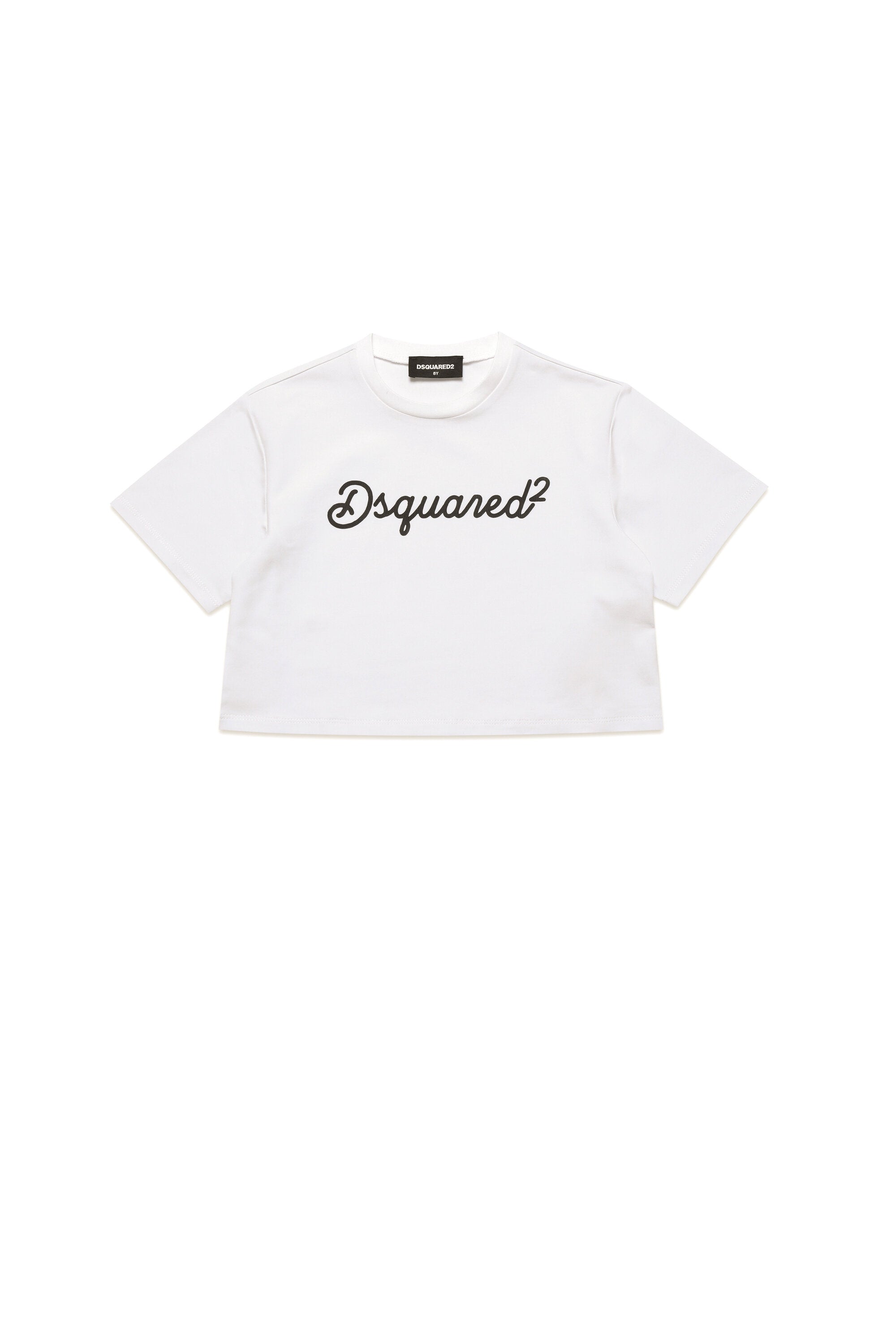 Cropped crew-neck jersey t-shirt with Cursive logo