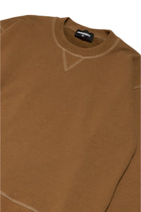 Cotton crew-neck sweatshirt with outline logo