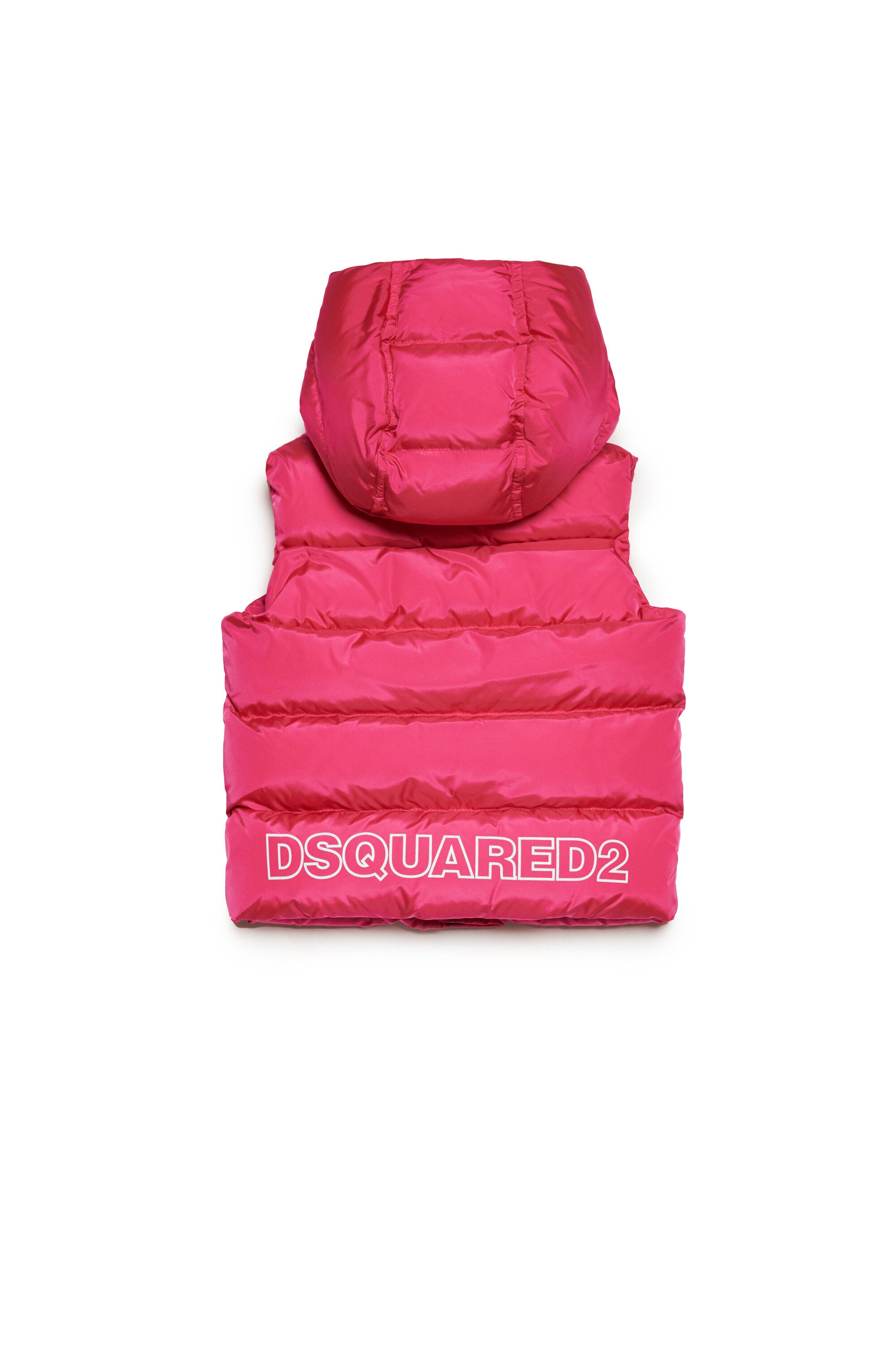Glossy hooded vest jacket with logo outline