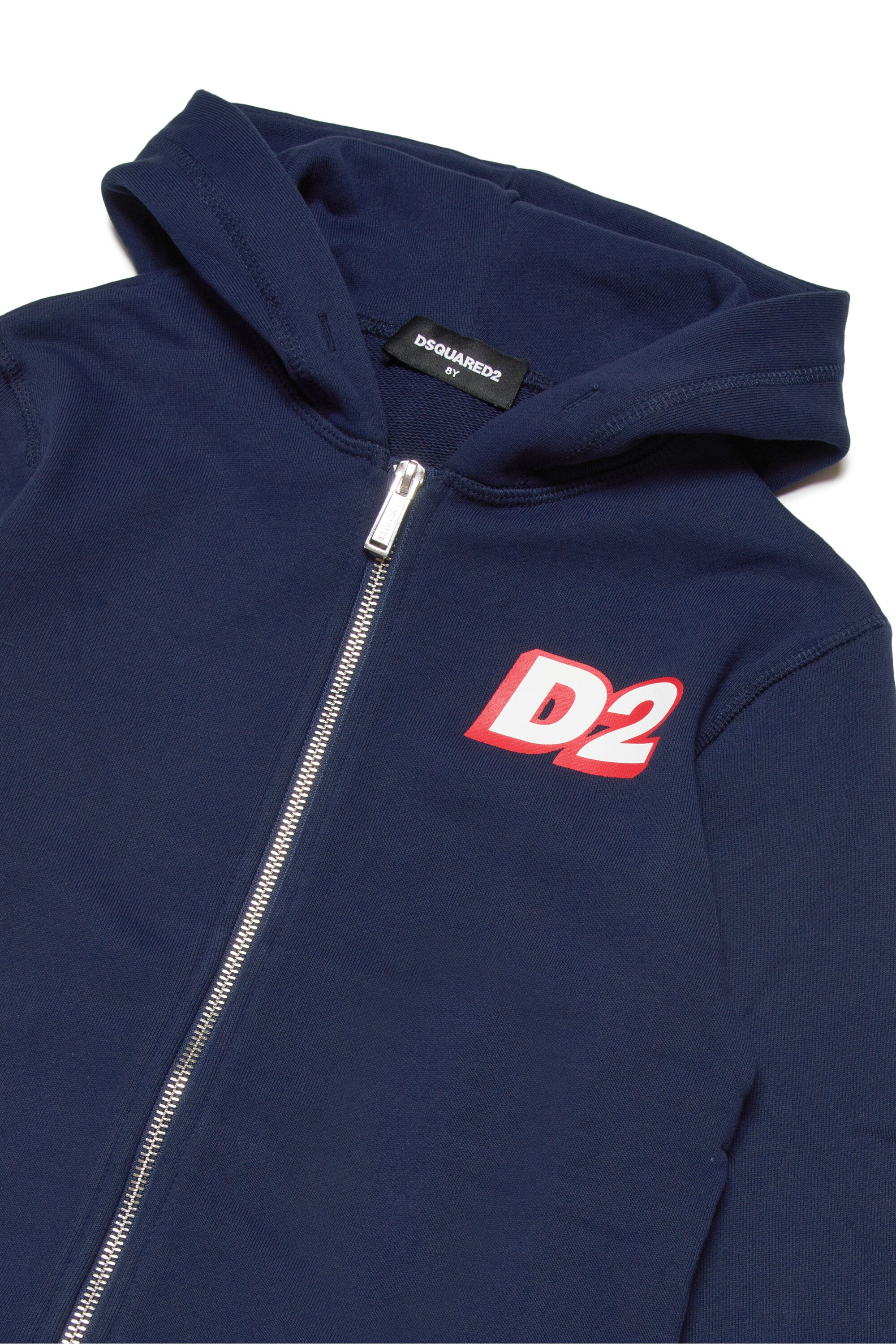 Hooded cotton loungewear sweatshirt with D2 logo and zip