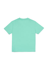 T-shirt girocollo in jersey di cotone biologico con logo