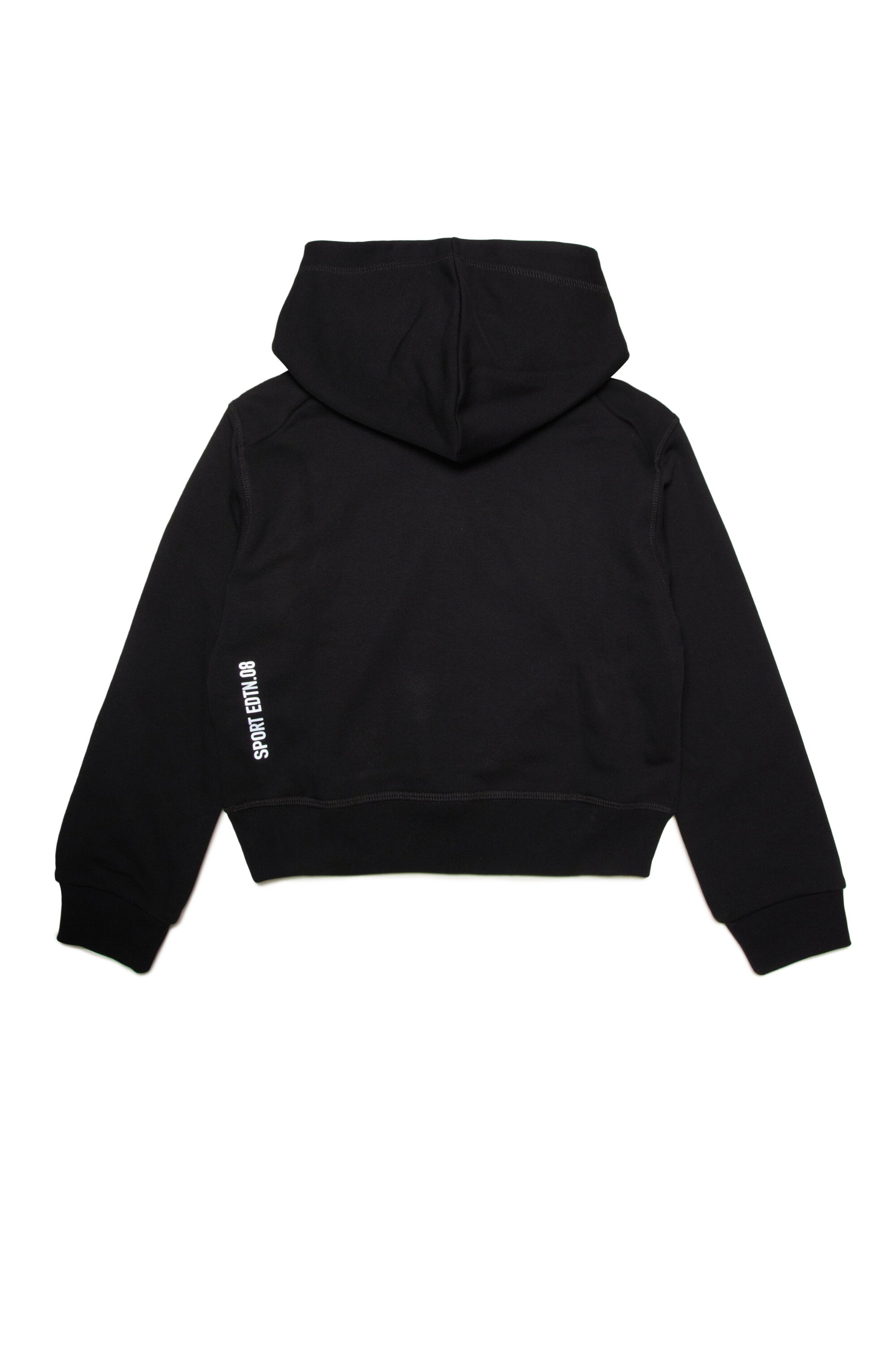 Hooded cotton sweatshirt with patch