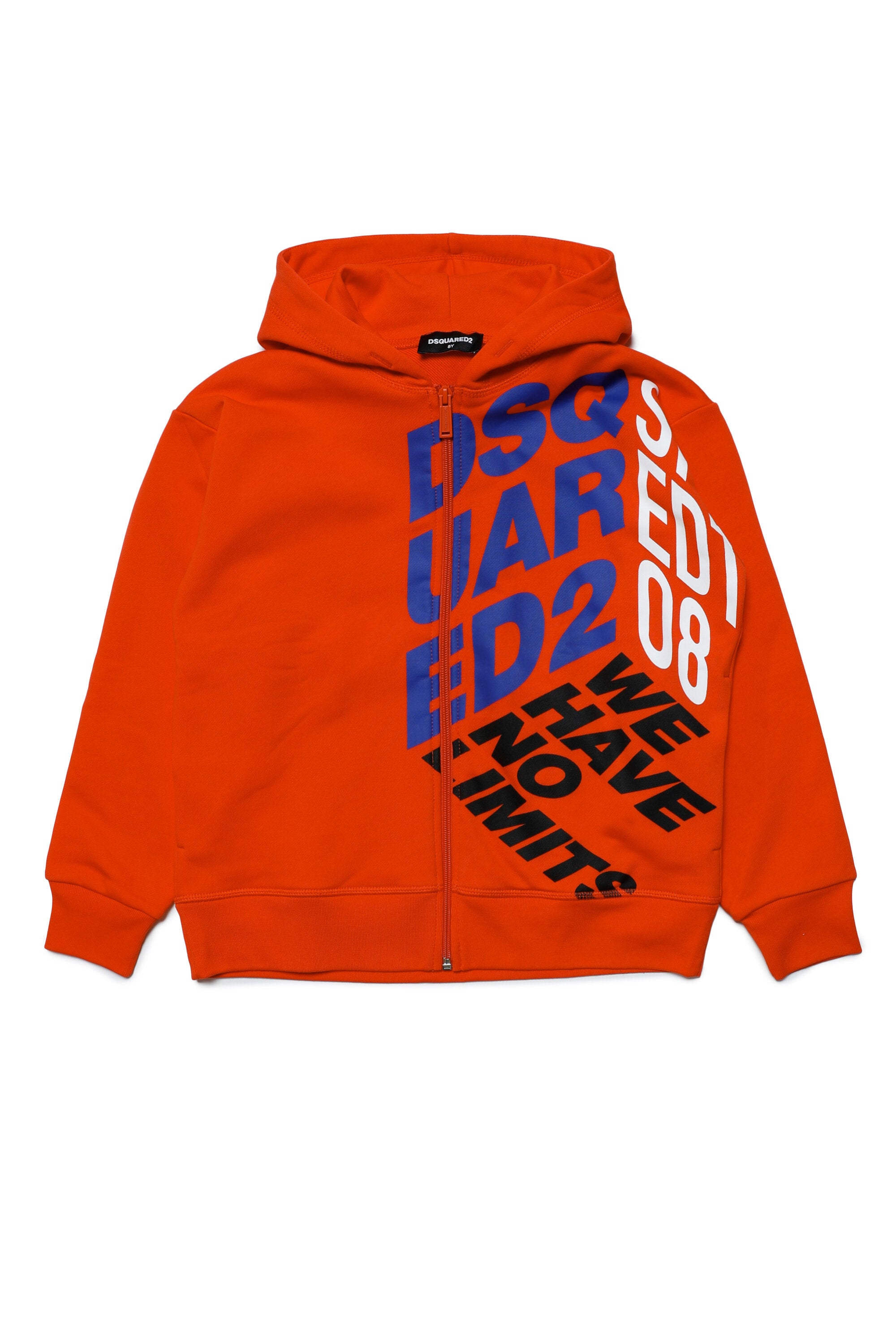 Hooded cotton sweatshirt with zip and 3D Cube logo