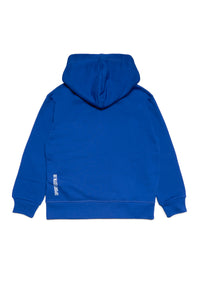 Hooded cotton sweatshirt with zip and 3D Cube logo