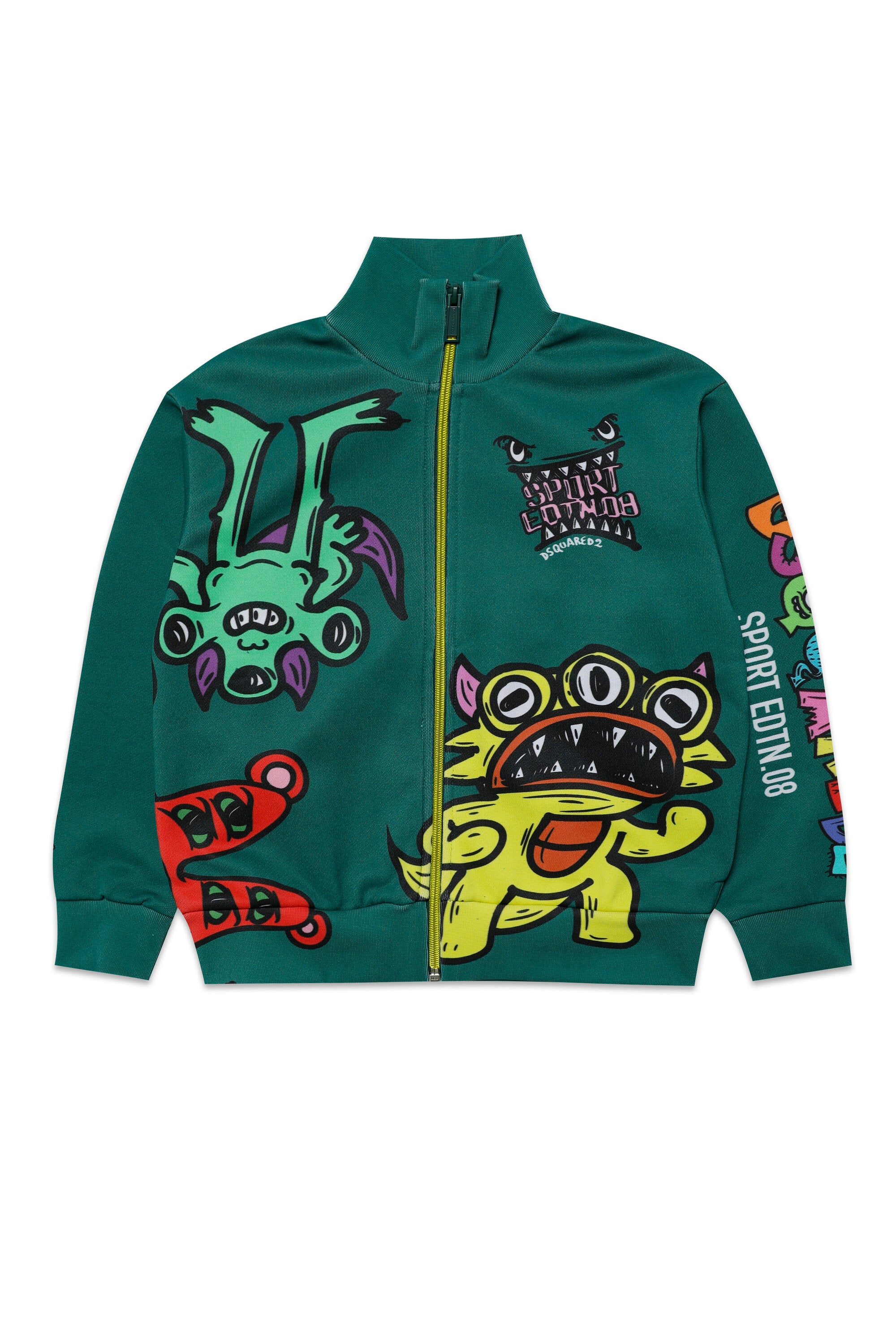 Sweatshirt with Little Monsters print and zip