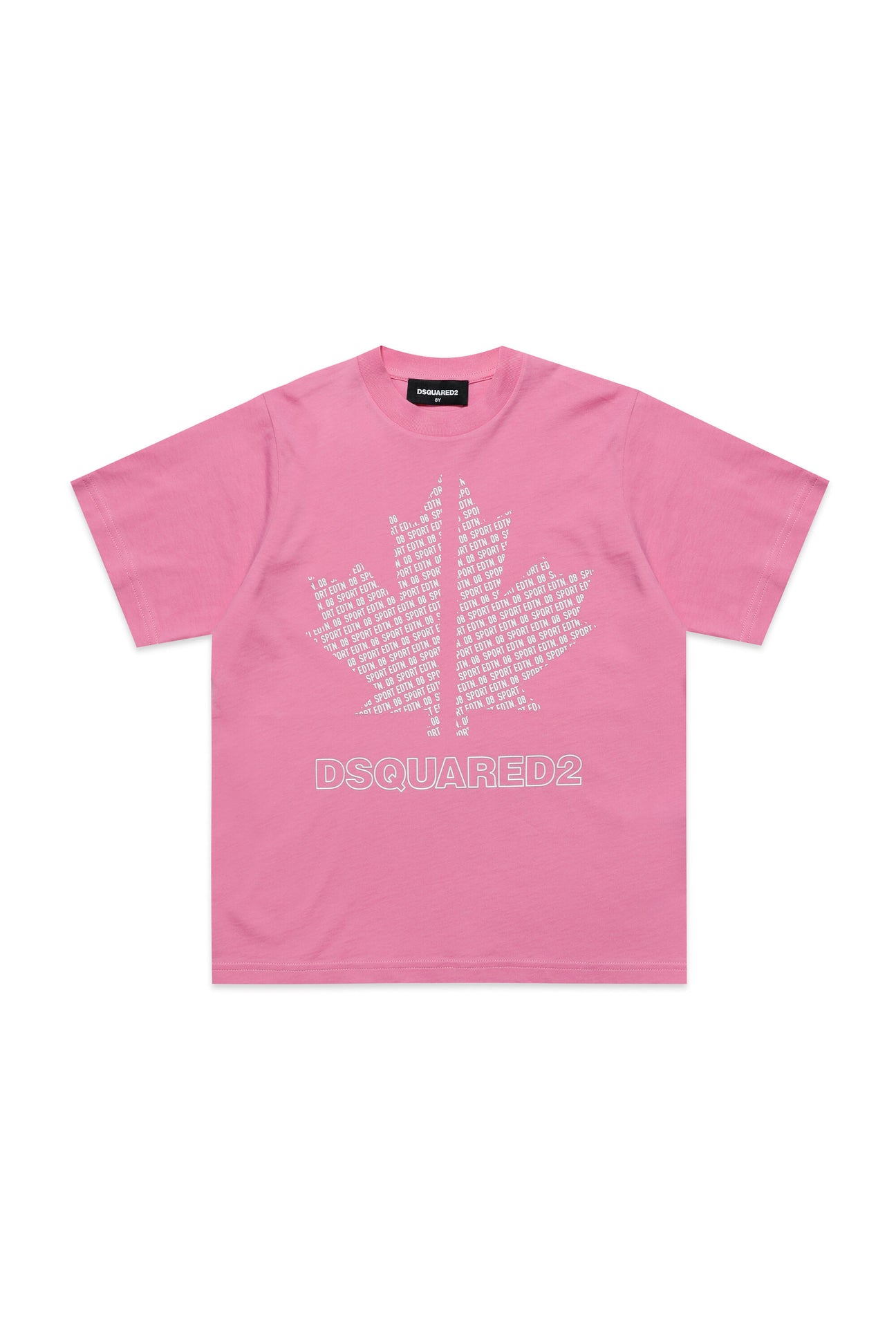 T-shirt girocollo in jersey con stampa D2 Leaf All Over Sport 