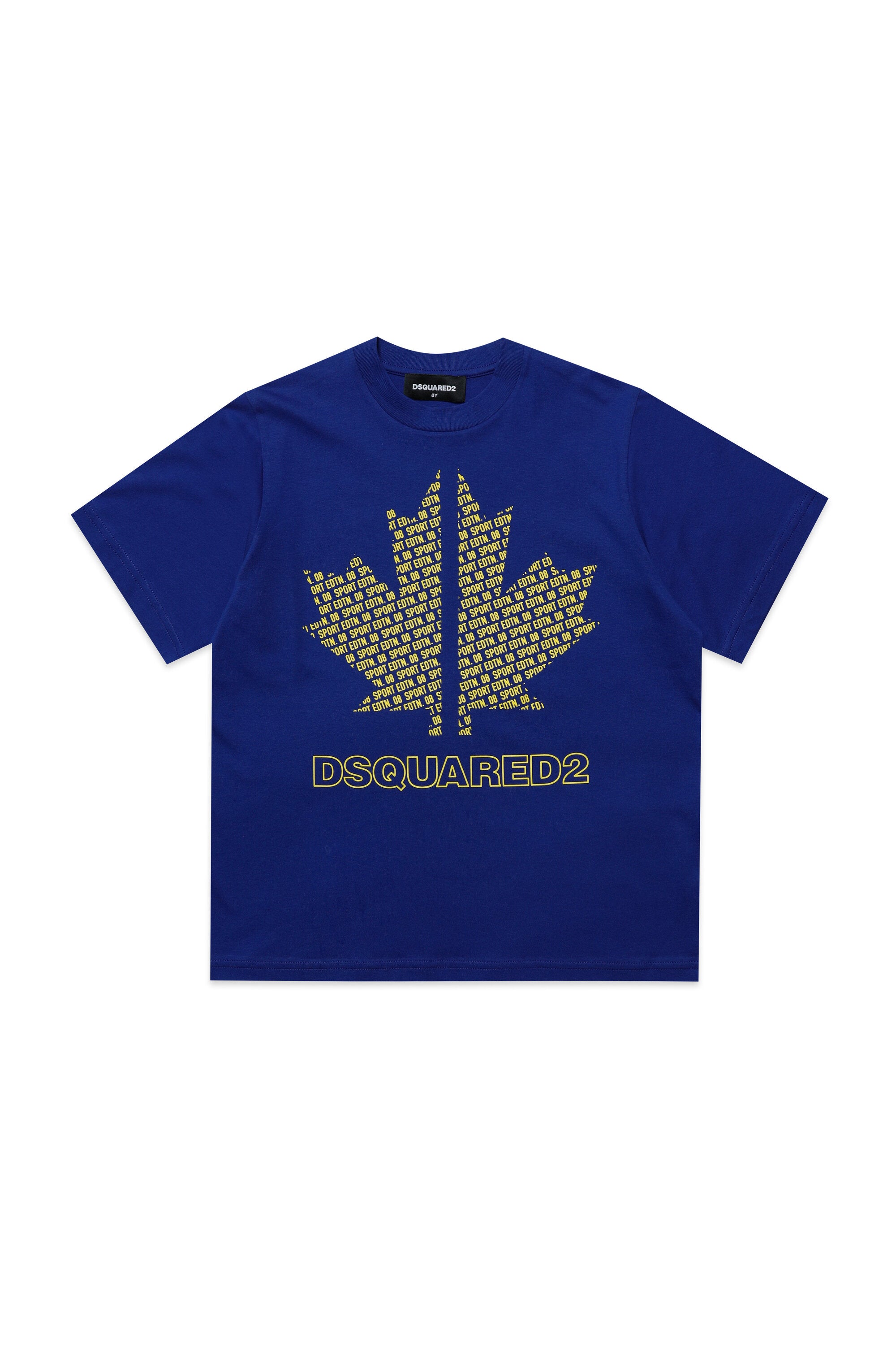Crew-neck jersey t-shirt with D2 Leaf All Over Sport print