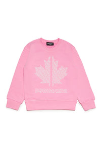 Cotton crew-neck sweatshirt with D2 Leaf print All Over Sport