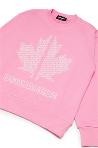 Cotton crew-neck sweatshirt with D2 Leaf print All Over Sport