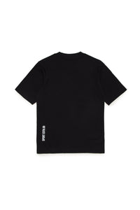 Cropped crew-neck jersey T-shirt with D2 Leaf graphics