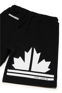 Shorts in fleece with D2 Leaf graphics