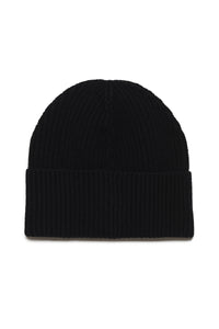 Wool-blend beanie with patch