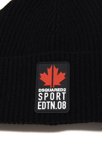 Wool-blend beanie with patch