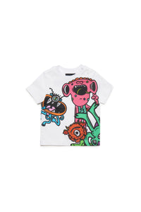 Little Monsters print crew-neck jersey T-shirt