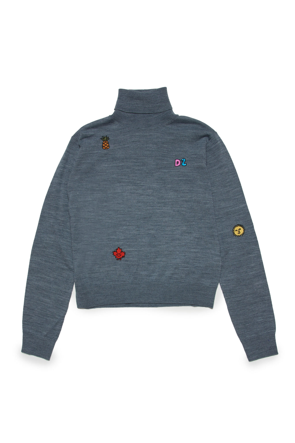 Wool-blend turtleneck sweater with colorful mini patches