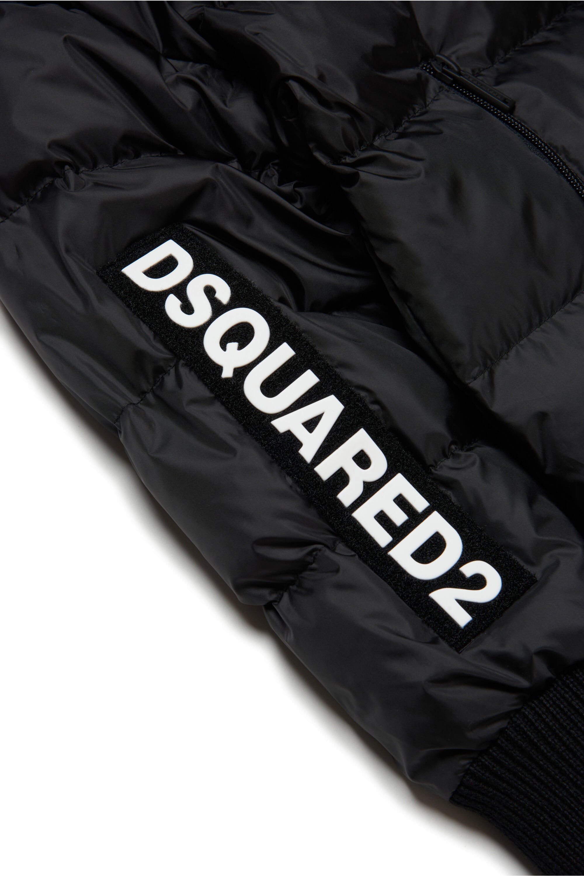 Cardigan-type padded jacket with logo