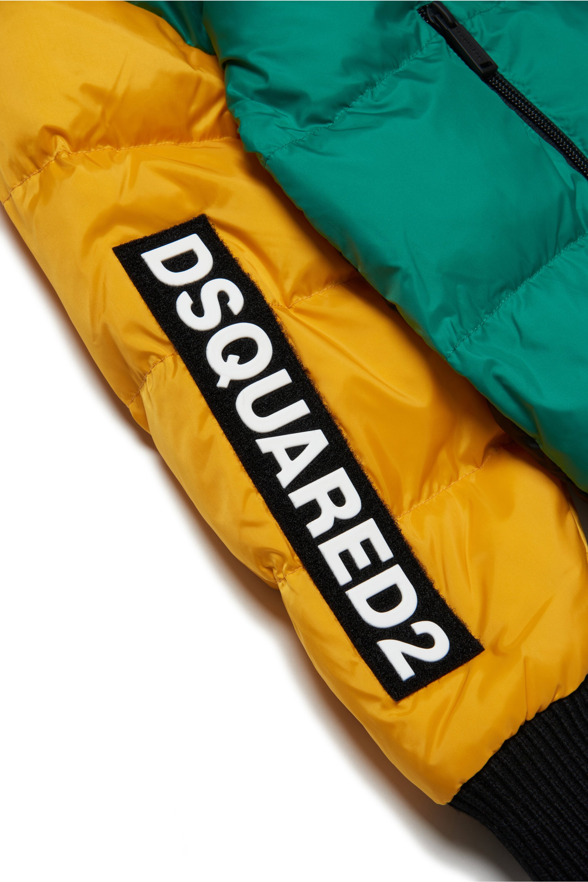 Multicolored cardigan-type padded jacket with logo
