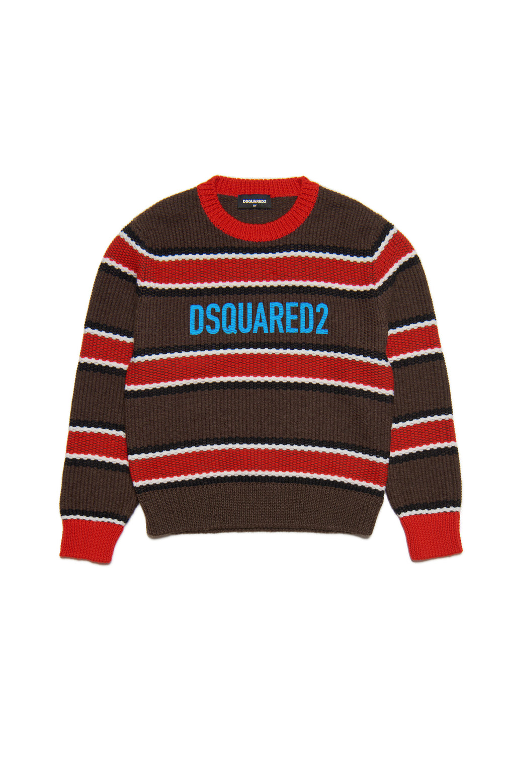 Striped wool-blend crew-neck sweater with logo