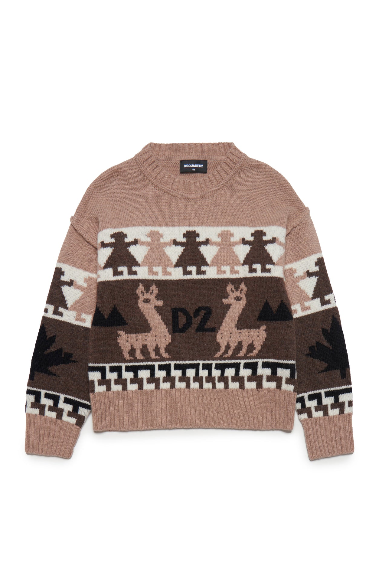 Inca pattern wool-blend crew-neck sweater 