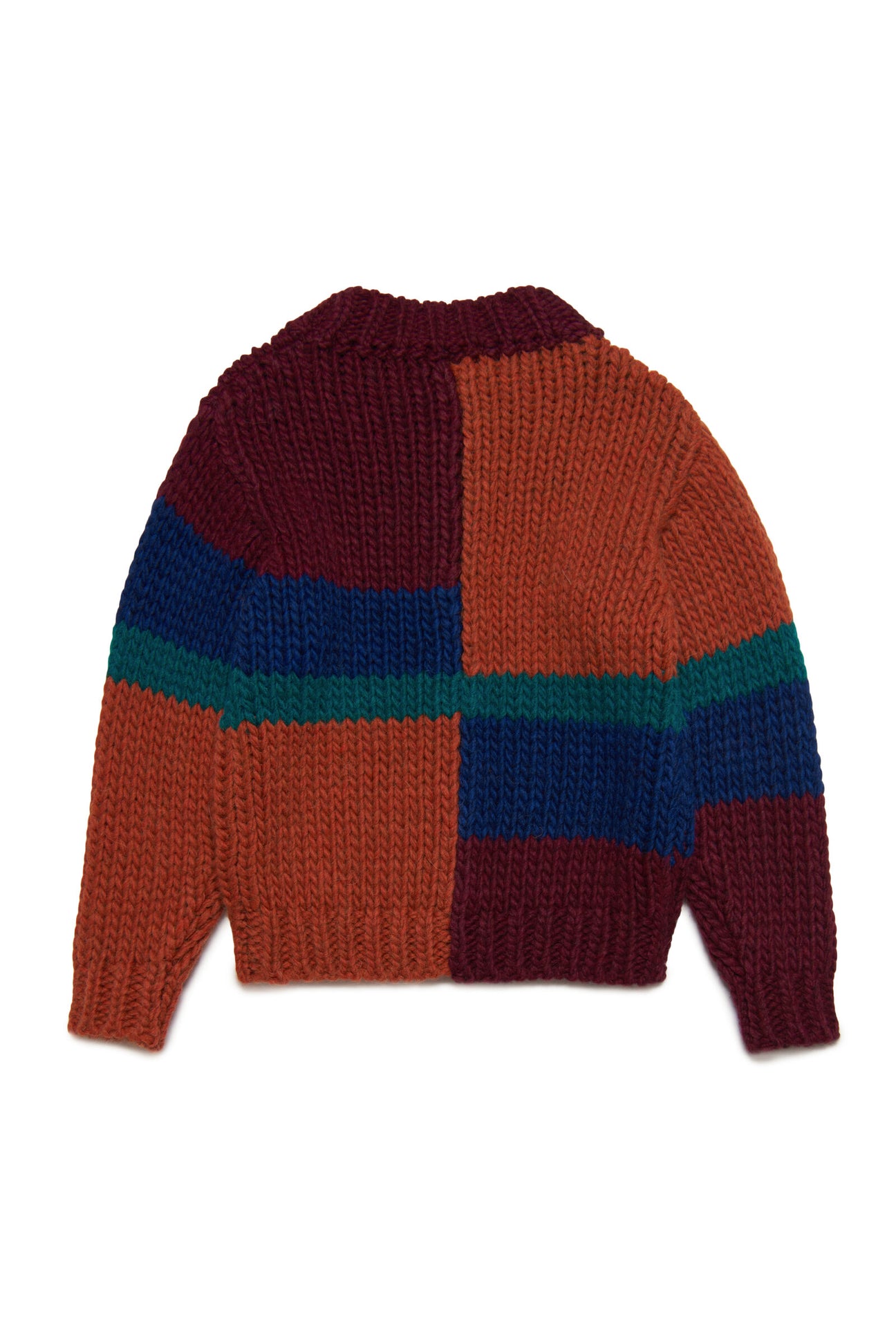 Jersey de cuello redondo en mezcla de lana con bloques de color Jersey de cuello redondo en mezcla de lana con bloques de color