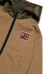 Cotton hooded sweatshirt with patch
