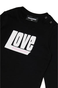 Crew-neck jersey T-shirt with "Love" lettering
