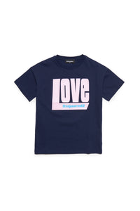 Crew-neck jersey T-shirt with Love lettering