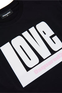 Crew-neck jersey T-shirt with Love lettering