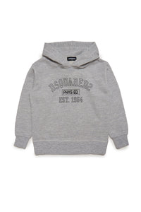 Cotton hooded sweatshirt with logo outline
