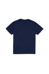 T-shirt girocollo in jersey di cotone con fogliolina