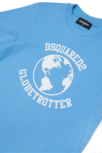Crew-neck jersey T-shirt with Globetrotter graphics