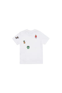 Crew-neck jersey T-shirt with colorful mini symbols