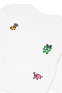 Cotton crew-neck sweatshirt with colorful mini symbols