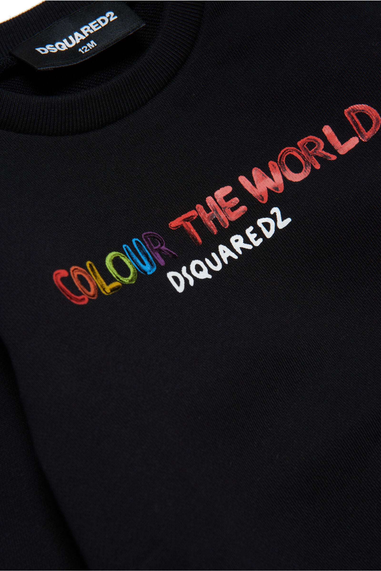 Cotton crew-neck sweatshirt with Colour the World lettering