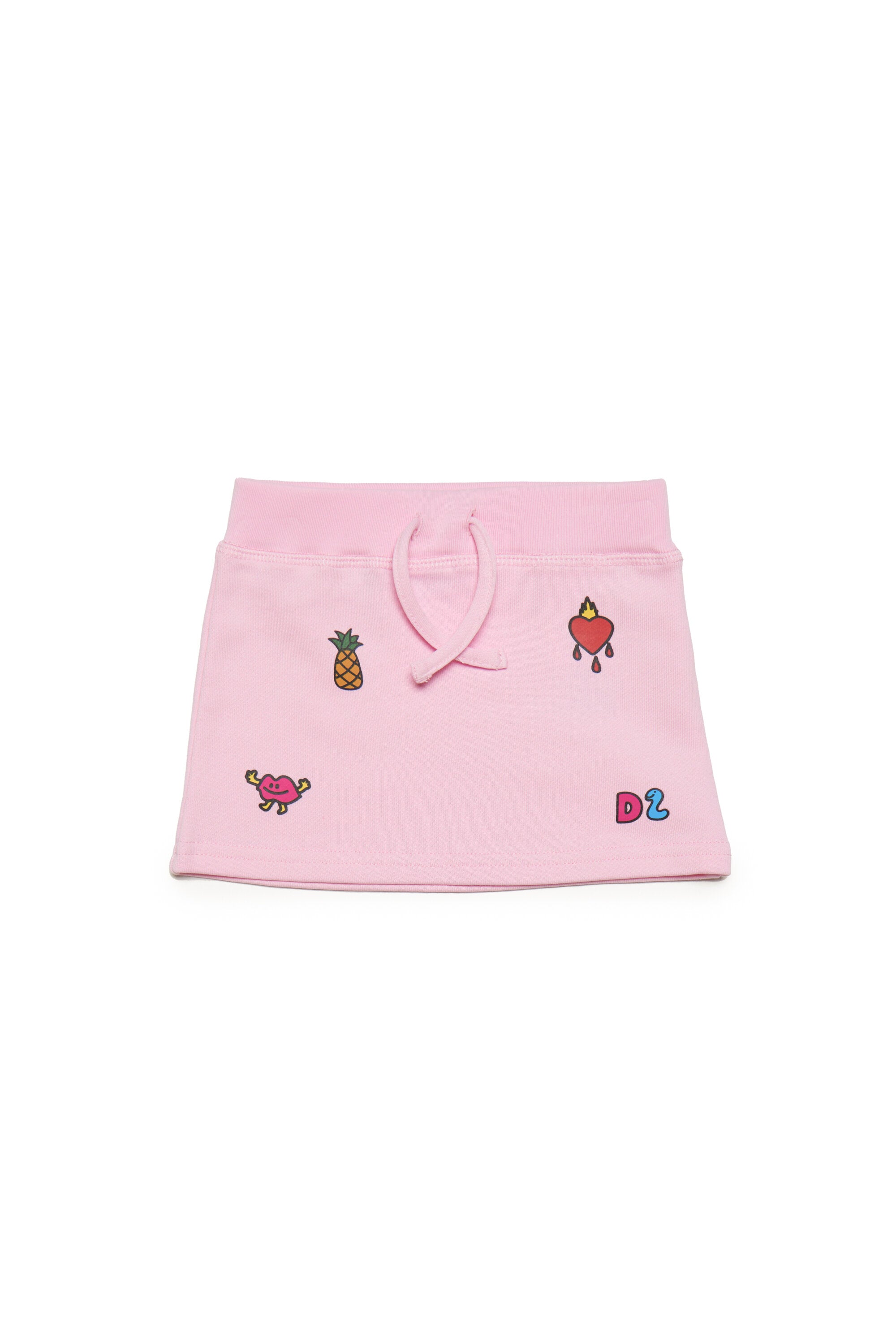 Skirt in fleece with colorful mini symbols