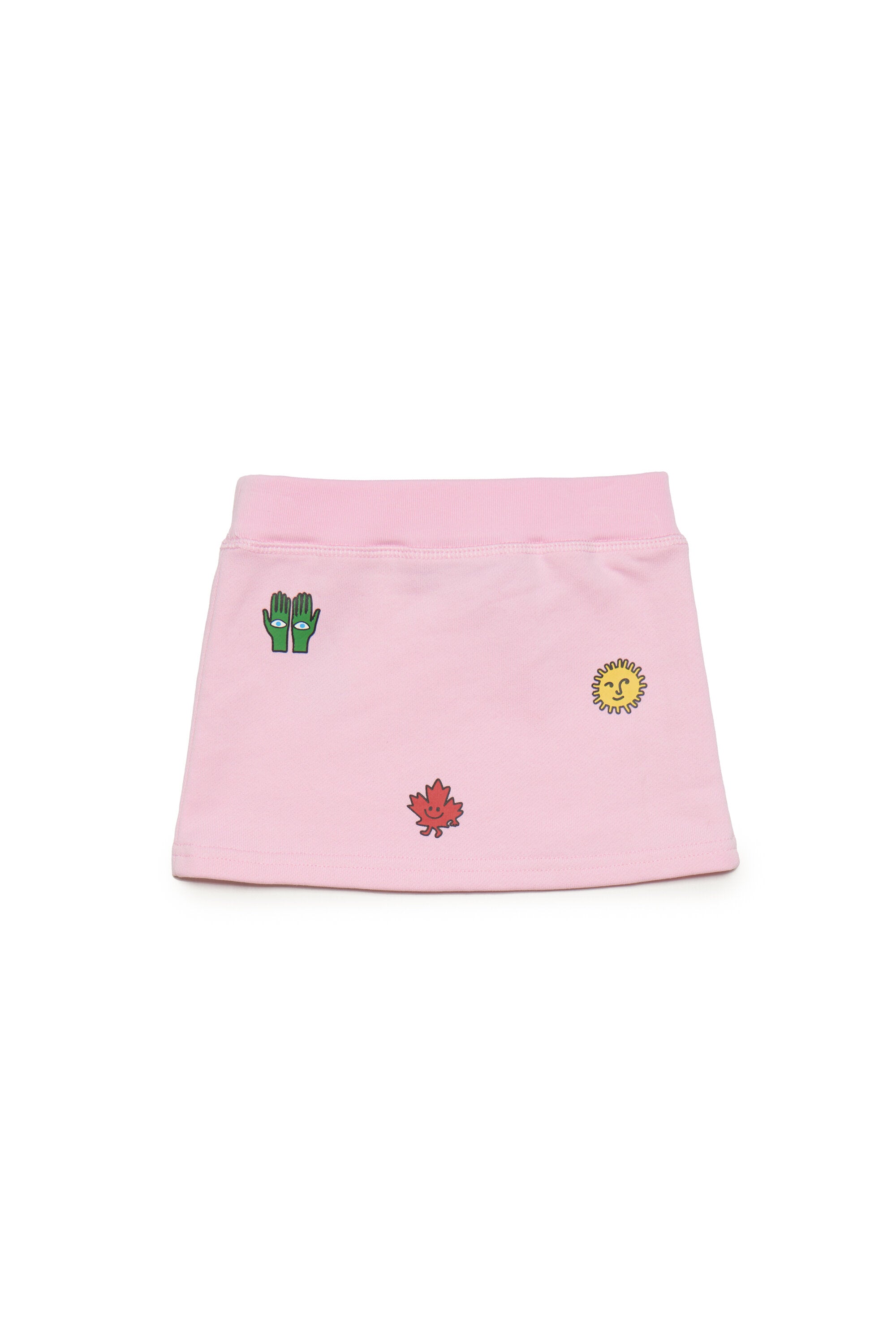 Skirt in fleece with colorful mini symbols