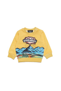Cotton crew-neck sweatshirt with Volcano graphics