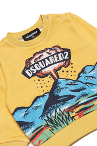 Cotton crew-neck sweatshirt with Volcano graphics