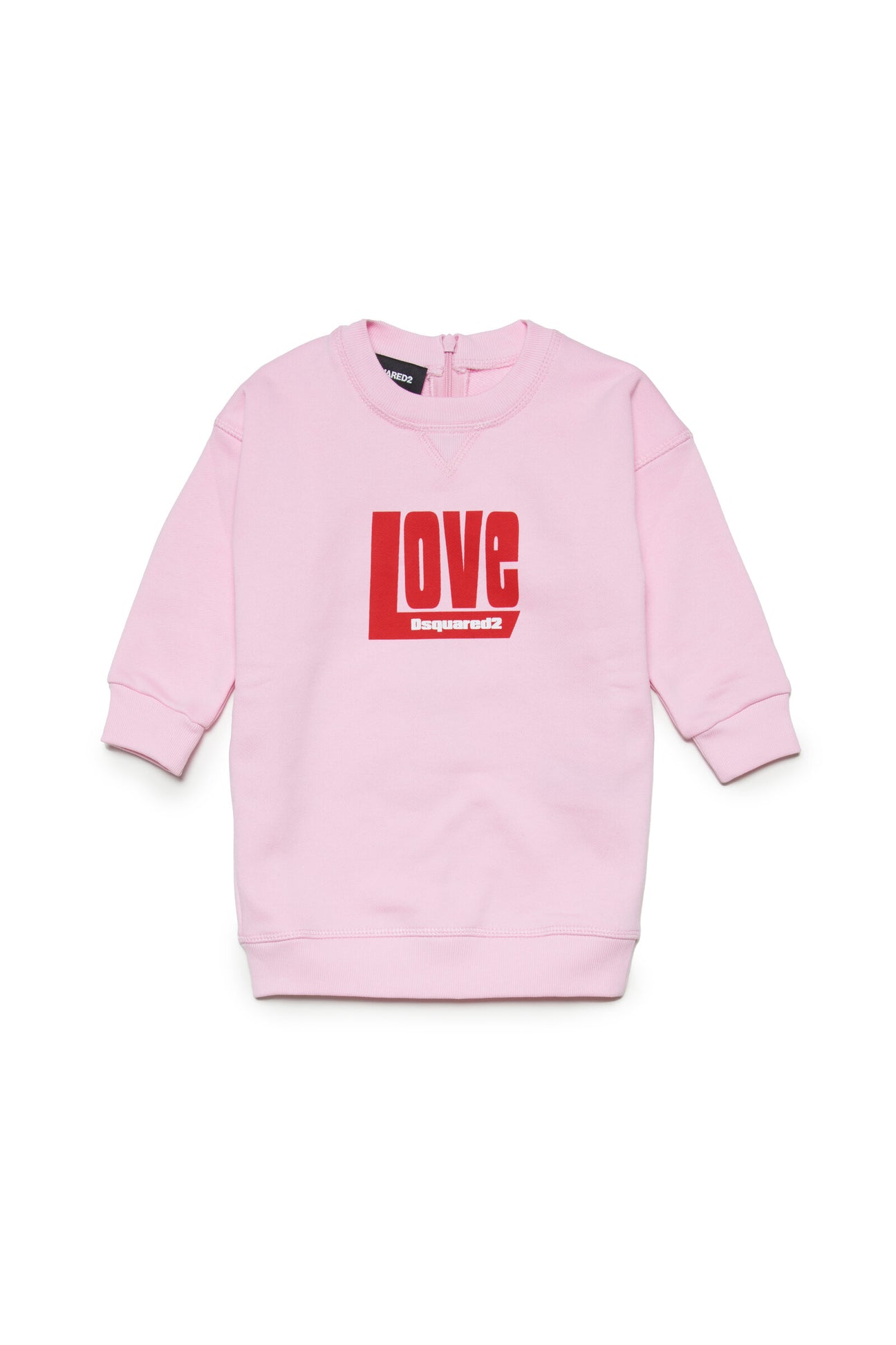 Cotton crew-neck maxi-sweater dress with Love lettering 