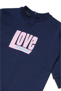 Cotton crew-neck maxi-sweater dress with Love lettering