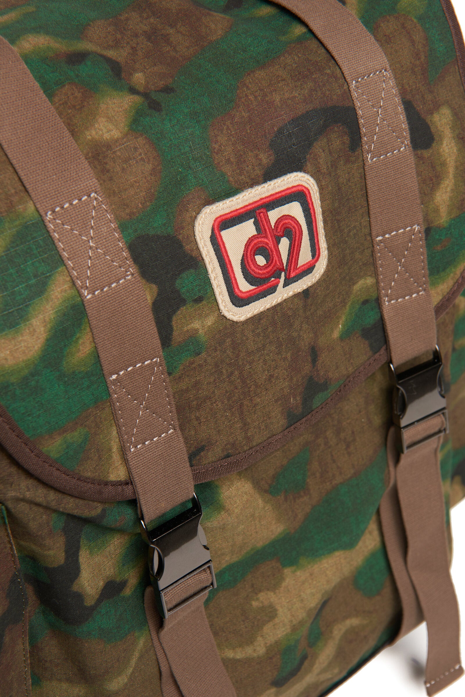 Camouflage allover military backpack with patches