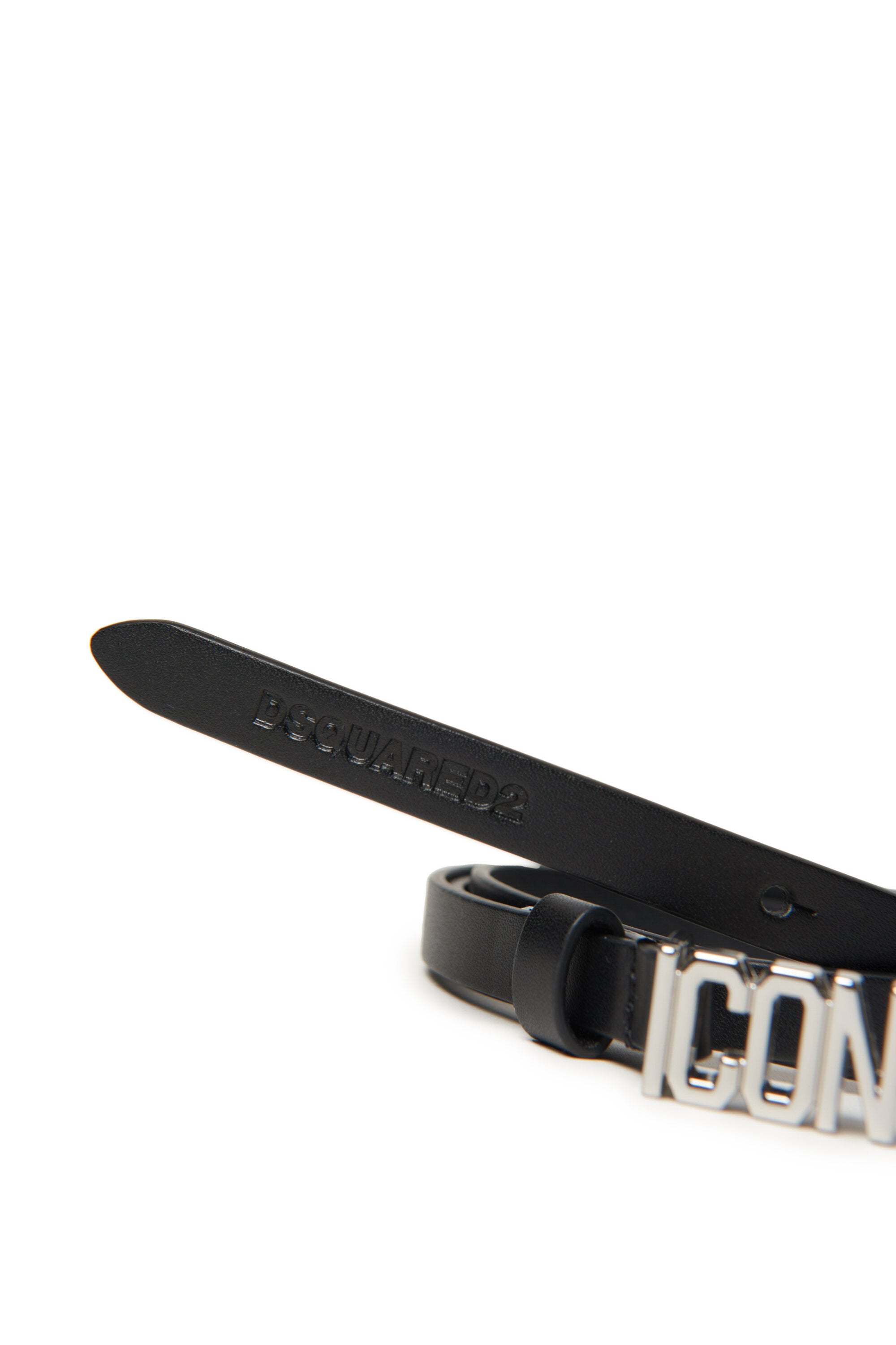 Leather belt with Icon buckle