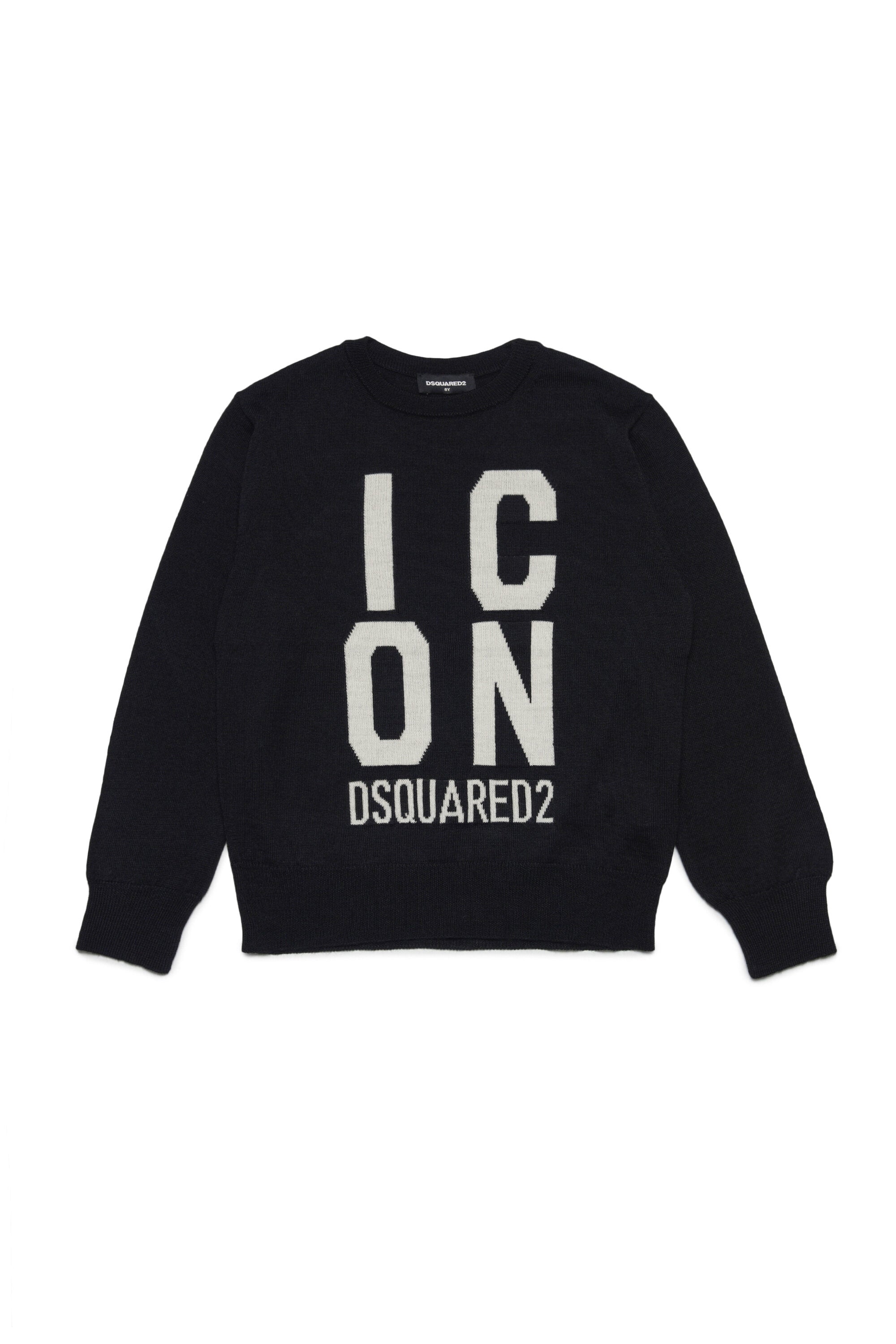 Wool-blend crew-neck sweater with Icon maxi logo